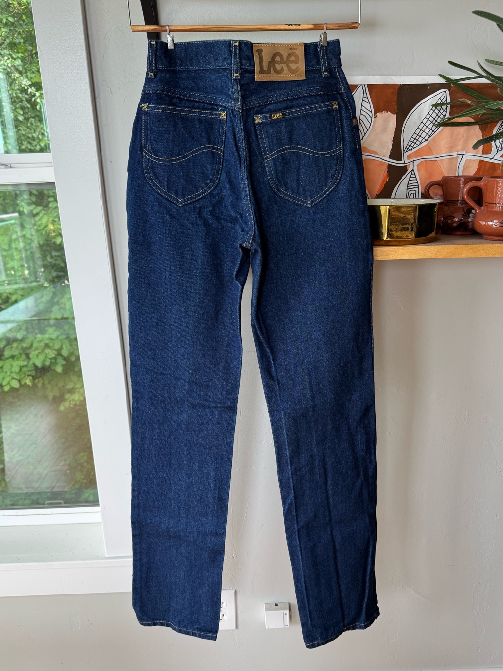Vintage 70s Lee Riders Dark Rinse Rigid Denim Jeans Size 7 Made In Usa